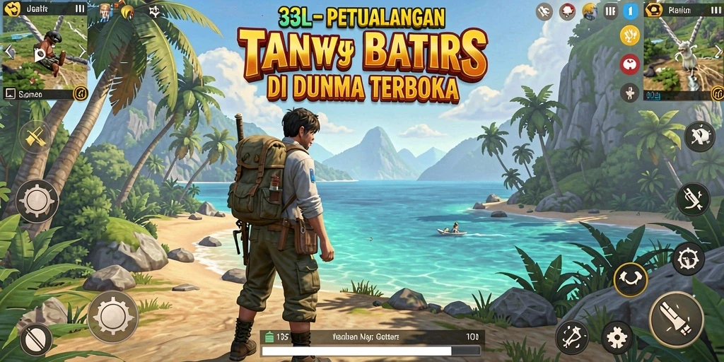 Tangkapan layar gameplay <strong>33L</strong> menampilkan petualangan di dunia terbuka yang indah.