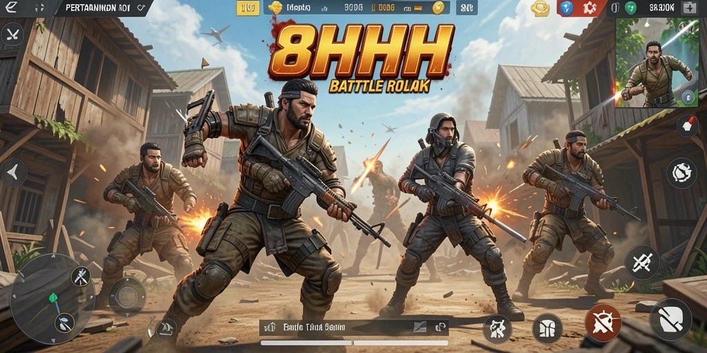 Tampilan aksi seru dalam gameplay Battle Royale 8HHH.