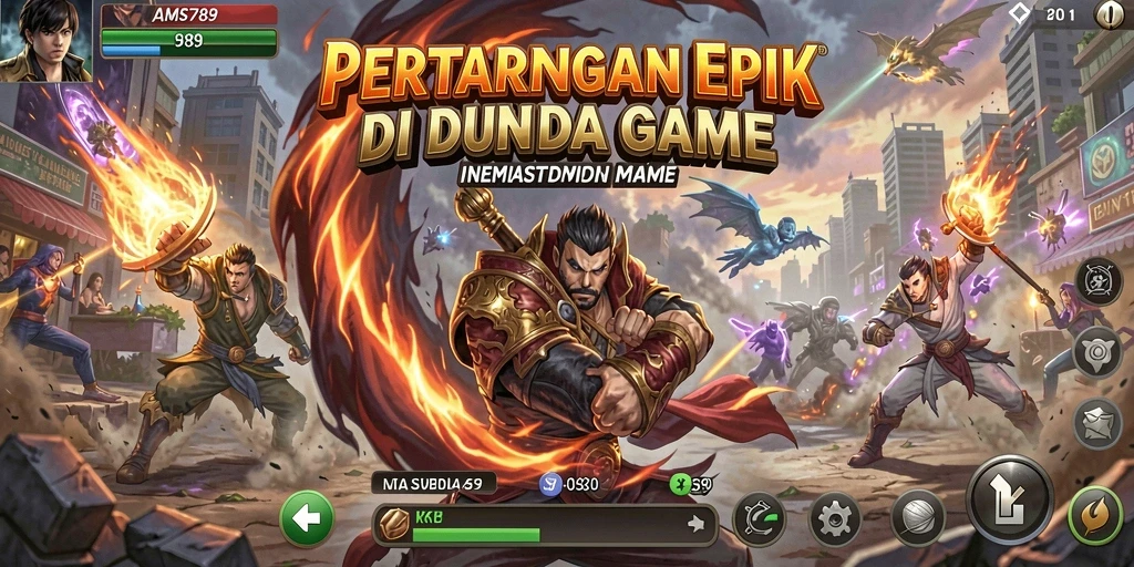 Screenshot utama AMS789 menampilkan pertarungan sengit antar karakter.