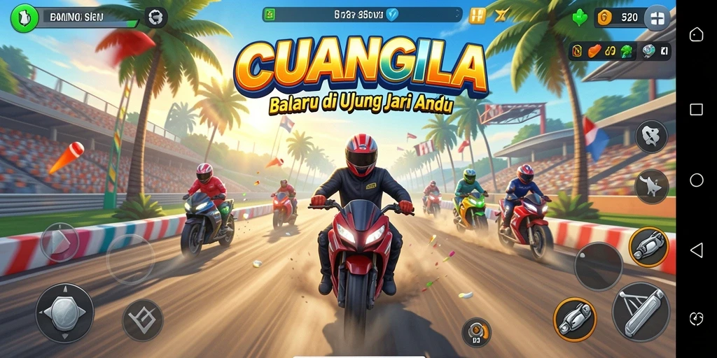 Screenshot gameplay CUANGILA memperlihatkan balapan yang menegangkan dan seru.