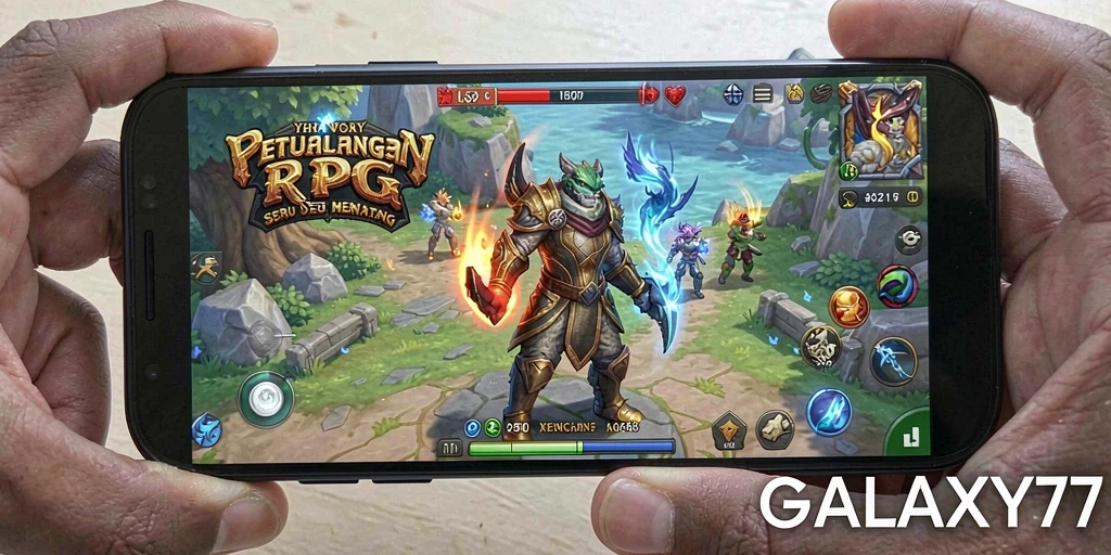 Tampilan gameplay <strong>GALAXY77</strong> yang mengesankan dan penuh aksi RPG.