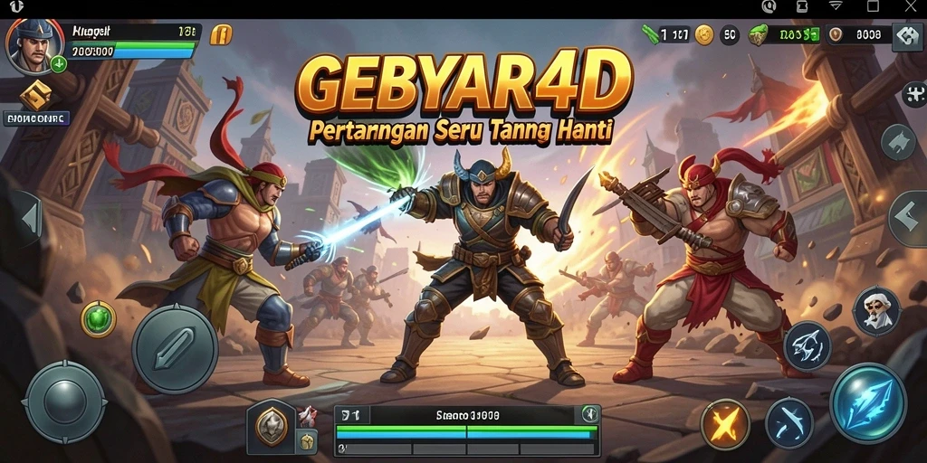 Screenshot GEBYAR4D menampilkan aksi pertarungan seru dan mendebarkan.