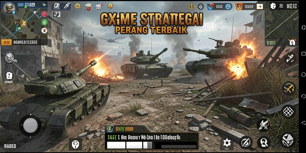 Tampilan screenshot GX88 menampilkan gameplay strategi perang yang mendebarkan.