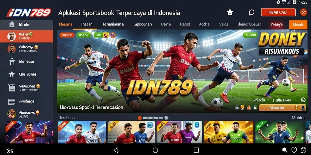 Tampilan utama IDN789 dengan fitur taruhan olahraga yang menarik.