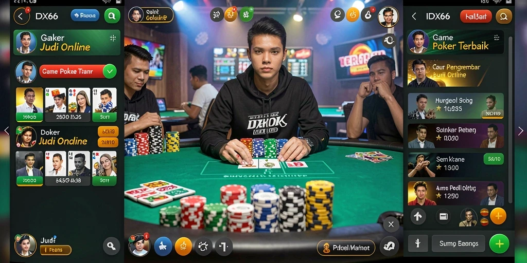 Tampilan gameplay Poker yang seru di aplikasi IDX66.