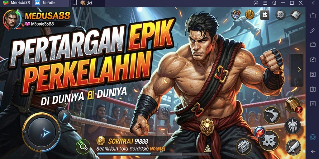 Tampilan gameplay seru dengan pertarungan dinamis di MEDUSA88.
