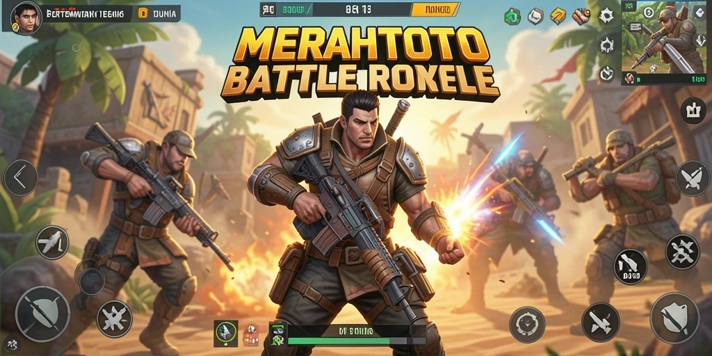 Gameplay mendebarkan dari MERAHTOTO saat pertempuran Battle Royale.