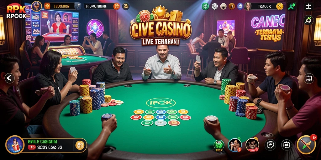 Tangkapan layar RPOK menunjukkan dealer langsung beraksi dalam permainan Live Casino.
