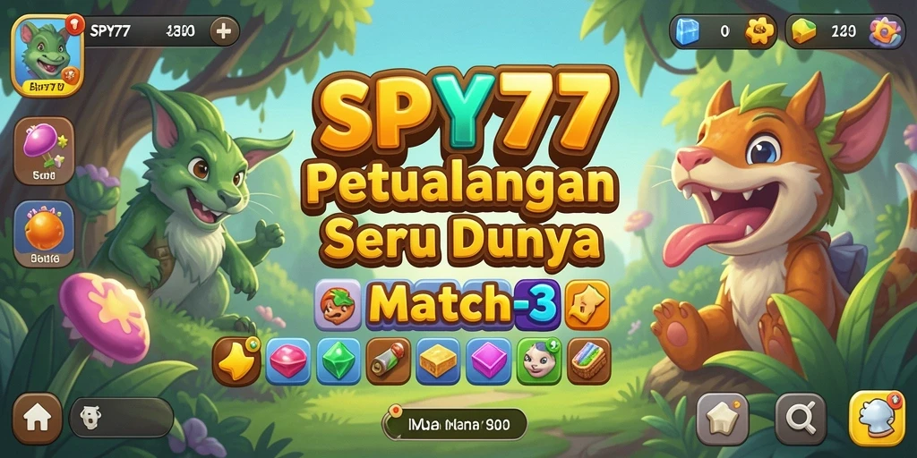 Gameplay SPY77 menampilkan kombinasi permata warna-warni yang menarik.