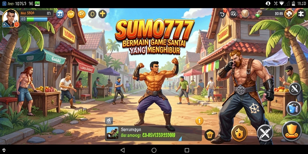 Screenshot menunjukkan gameplay menarik dan ceria dari SUMO777.
