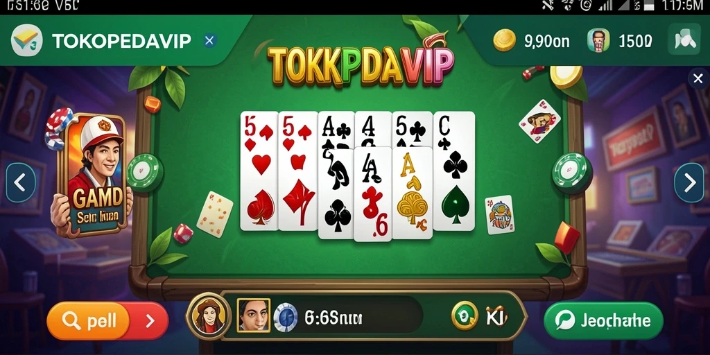Tangkapan layar gameplay TOKOPEDIAVIP yang menampilkan aksi seru permainan domino.