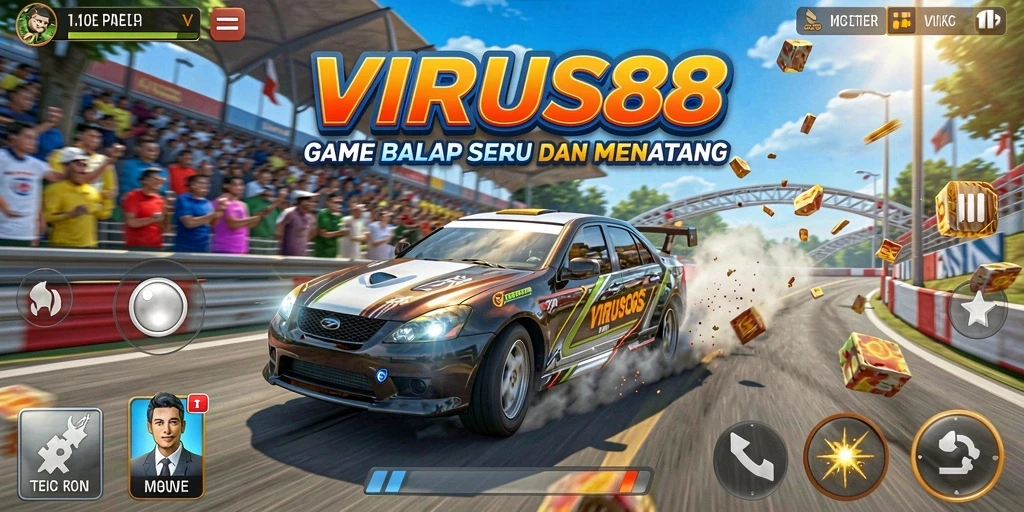 Gameplay menarik dalam <strong>VIRUS88</strong> dengan aksi balapan yang intens.